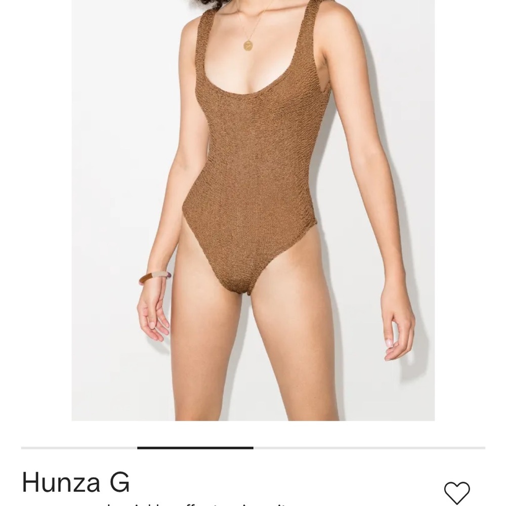 Hunza G square neck crinkle effect swimsuit
